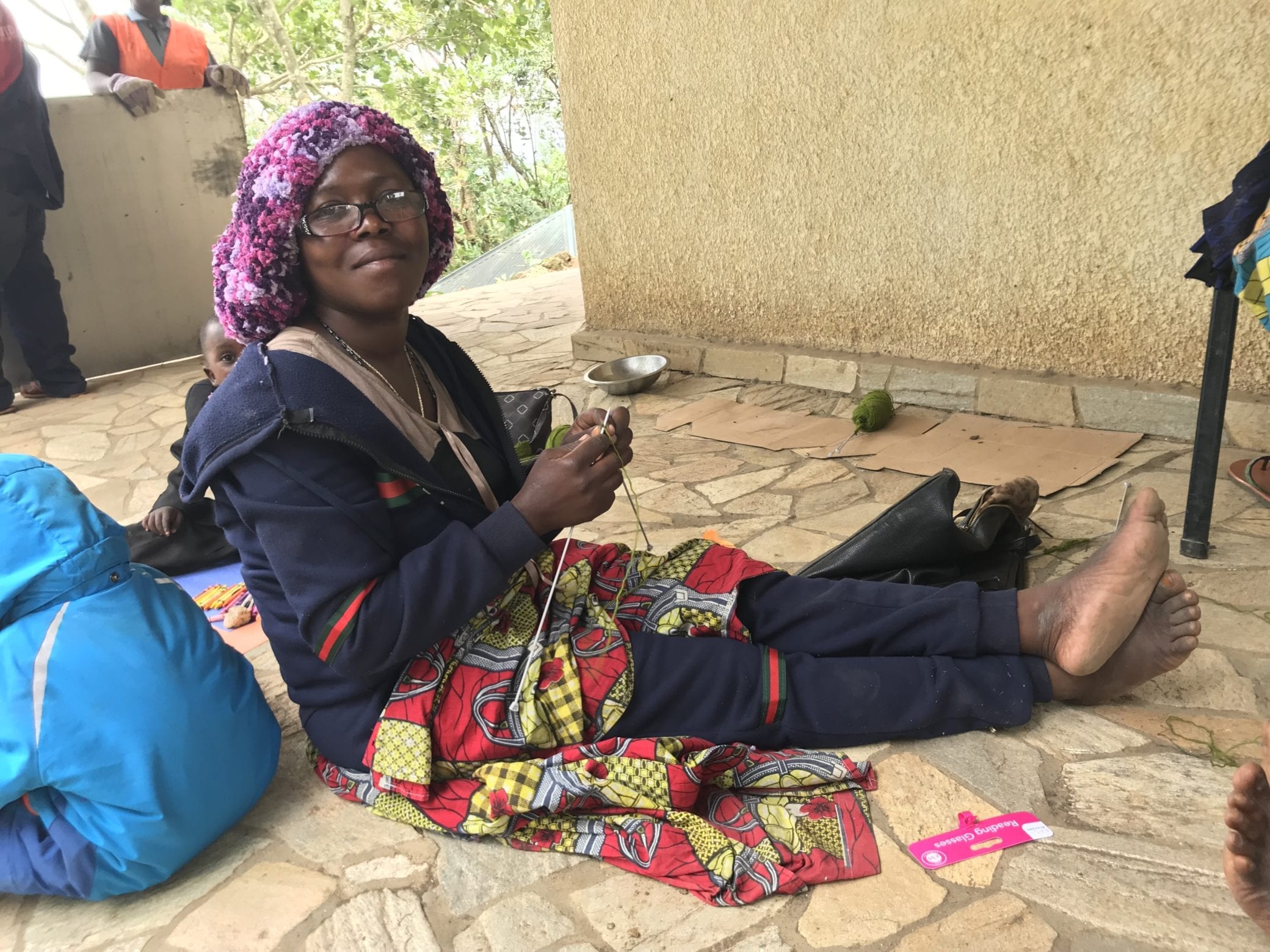 Virunga Widows knitting at home